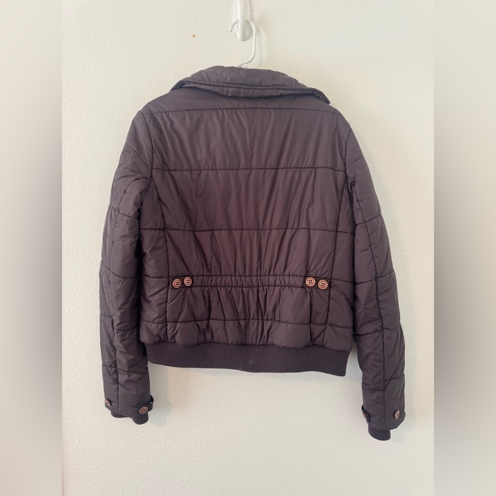 VINTAGE Y2K DIESEL CROPPED BOMBER JACKET BROWN NYLON SIZE XL - Picture 2 of 15